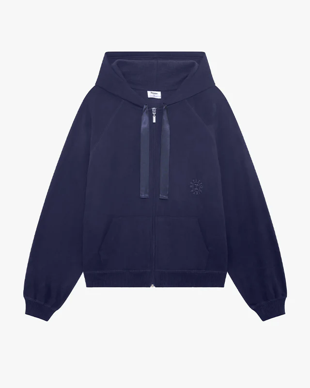 Sweat zippé capuche bande satin